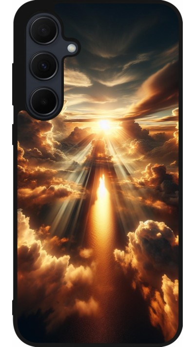 Coque Samsung Galaxy A56 - Silicone rigide noir Lueur Céleste Zenith