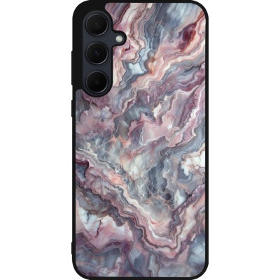 Samsung Galaxy A56 Case Hülle - Silikon schwarz Violetter silberner Marmor