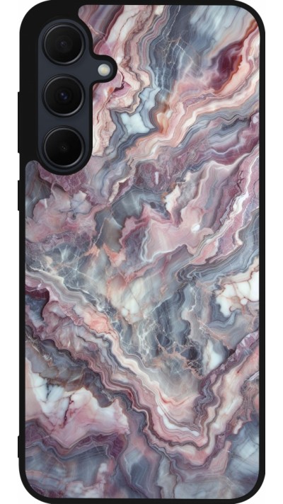 Samsung Galaxy A56 Case Hülle - Silikon schwarz Violetter silberner Marmor