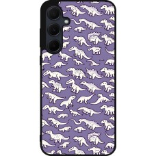Samsung Galaxy A56 Case Hülle - Silikon schwarz Mini-Dino-Muster violett