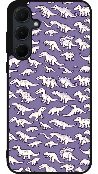 Samsung Galaxy A56 Case Hülle - Silikon schwarz Mini-Dino-Muster violett