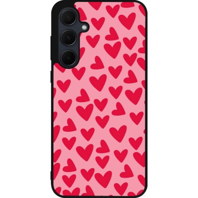 Coque Samsung Galaxy A56 - Silicone rigide noir Mom 2024 petits coeurs