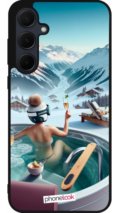 Coque Samsung Galaxy A56 - Silicone rigide noir Montagne Glamour Jacuzzi