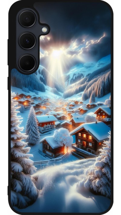 Samsung Galaxy A56 Case Hülle - Silikon schwarz Berg Schnee Licht