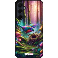 Coque Samsung Galaxy A56 - Silicone rigide noir Oiseau Nid Forêt