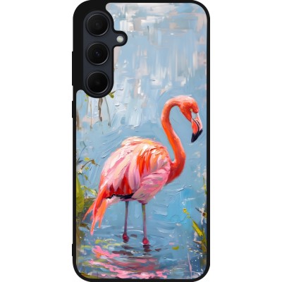 Samsung Galaxy A56 Case Hülle - Silikon schwarz Paint Flamingo