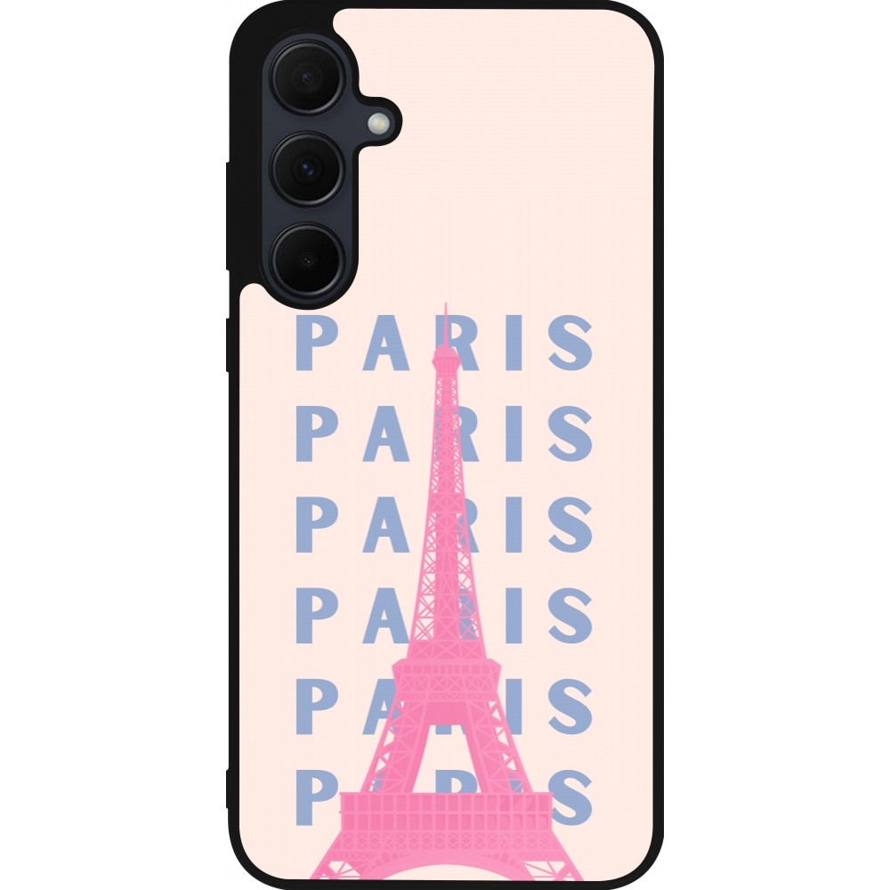 Coque Samsung Galaxy A56 - Silicone rigide noir Paris Pink Print