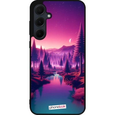 Samsung Galaxy A56 Case Hülle - Silikon schwarz Lila-rosa Landschaft