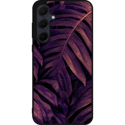 Samsung Galaxy A56 Case Hülle - Silikon schwarz Purple Light Leaves