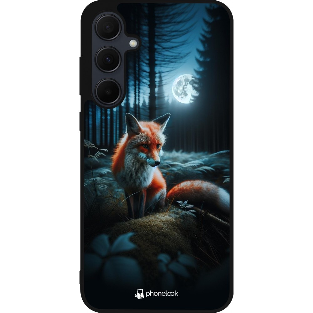 Samsung Galaxy A56 Case Hülle - Silikon schwarz Fuchs Mond Wald
