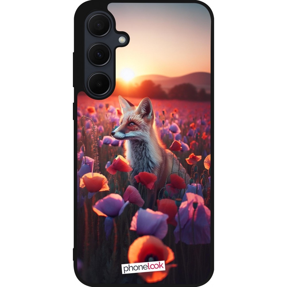Coque Samsung Galaxy A56 - Silicone rigide noir Renard pourpre au crépuscule