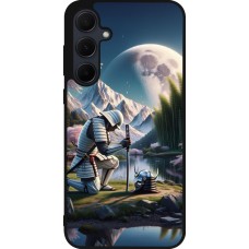 Coque Samsung Galaxy A56 - Silicone rigide noir Samurai Katana Lune