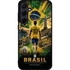 Coque Samsung Galaxy A56 - Silicone rigide noir Football Brésil splash 2026