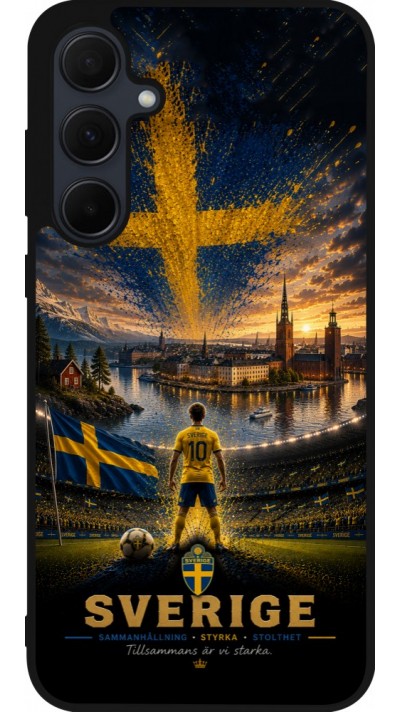 Coque Samsung Galaxy A56 - Silicone rigide noir Football Suède splash 2026