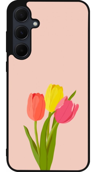 Samsung Galaxy A56 Case Hülle - Silikon schwarz Spring 23 tulip trio