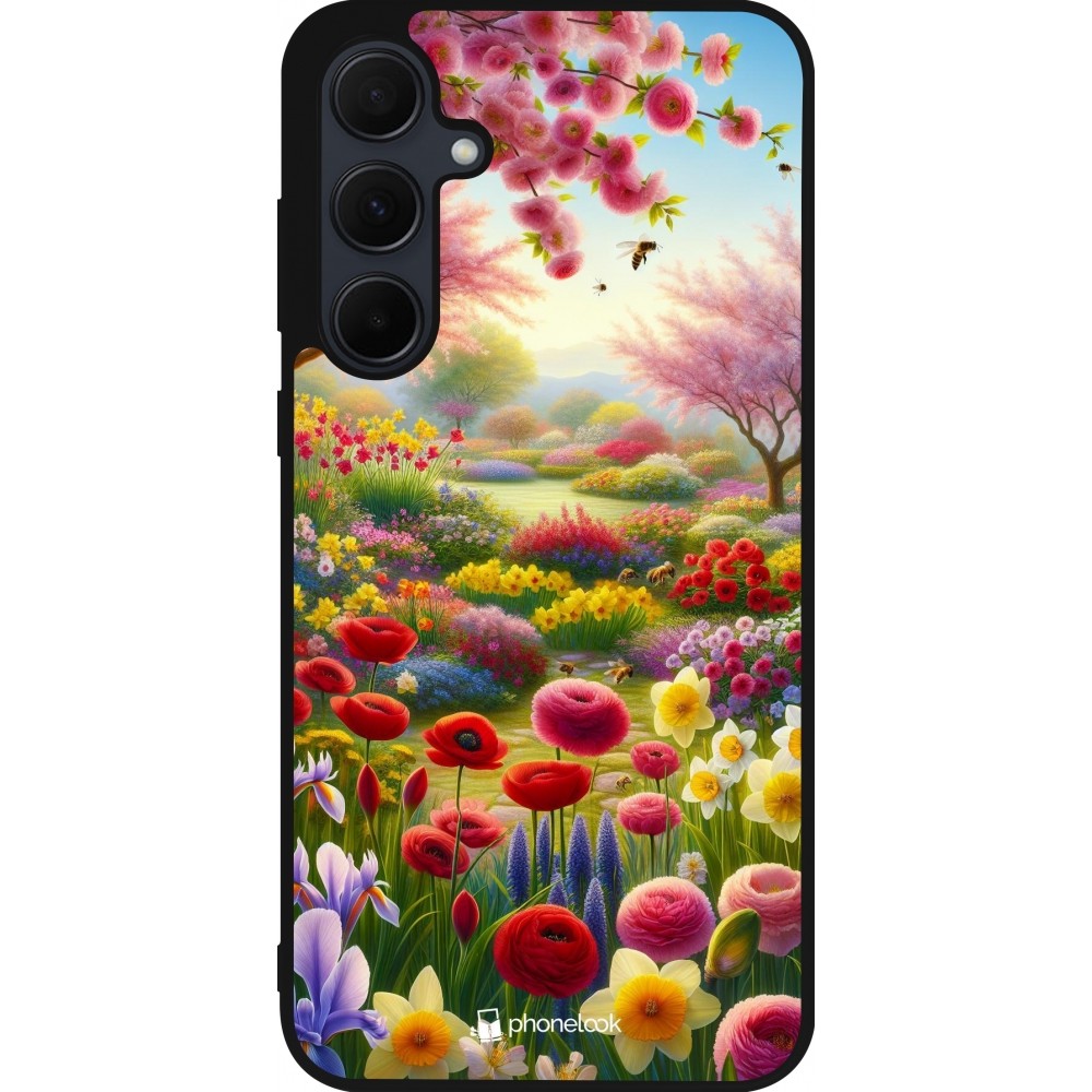 Coque Samsung Galaxy A56 - Silicone rigide noir Spring 25 Bouquet printemps