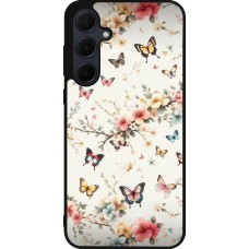 Coque Samsung Galaxy A56 - Silicone rigide noir Spring 25 Papillons Légers
