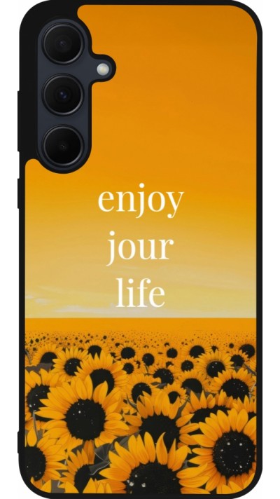 Coque Samsung Galaxy A56 - Silicone rigide noir Summer 2025 Enjoy your life