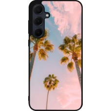 Coque Samsung Galaxy A56 - Silicone rigide noir Summer 2025 Palmiers