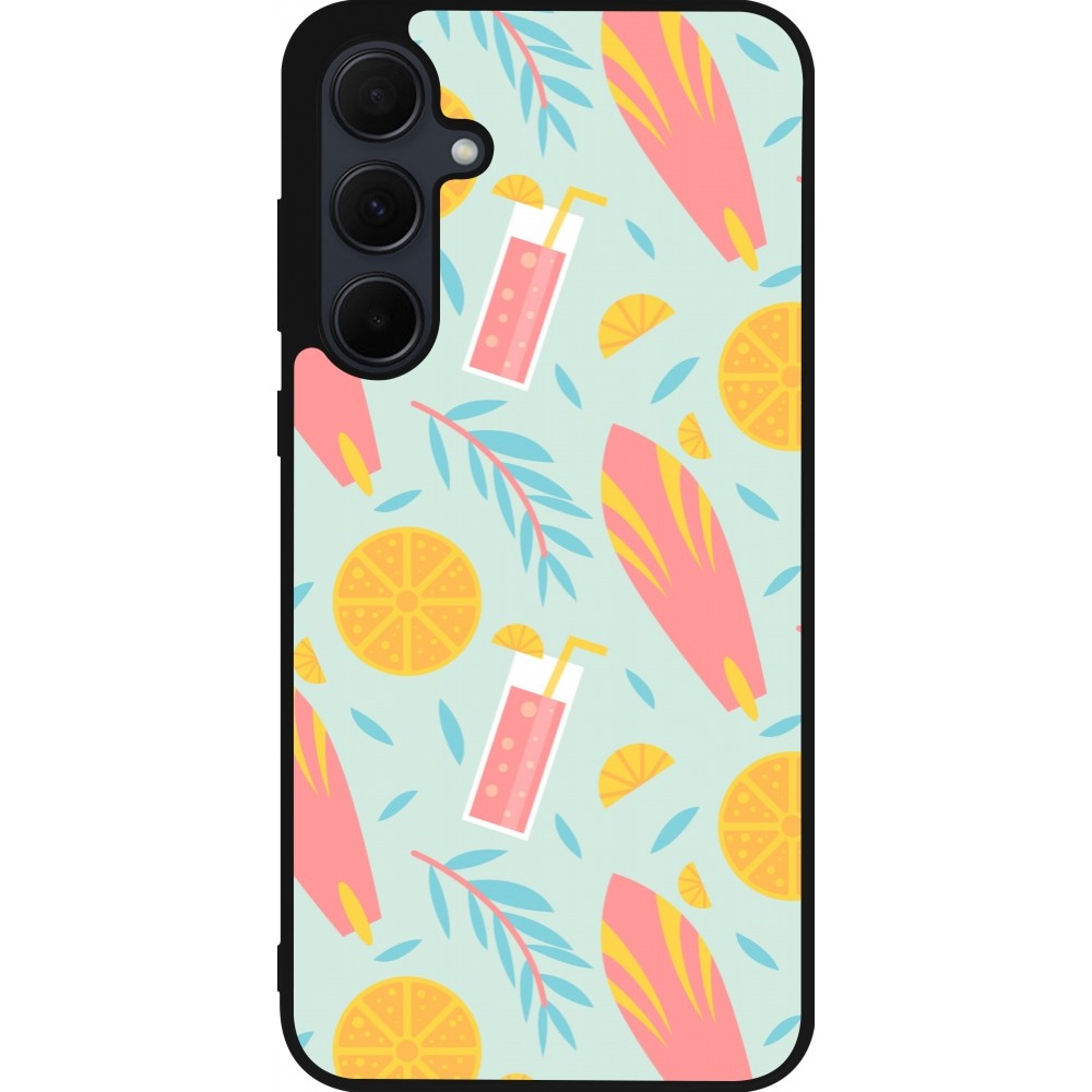 Samsung Galaxy A56 Case Hülle - Silikon schwarz Summer 2025 Pattern citron