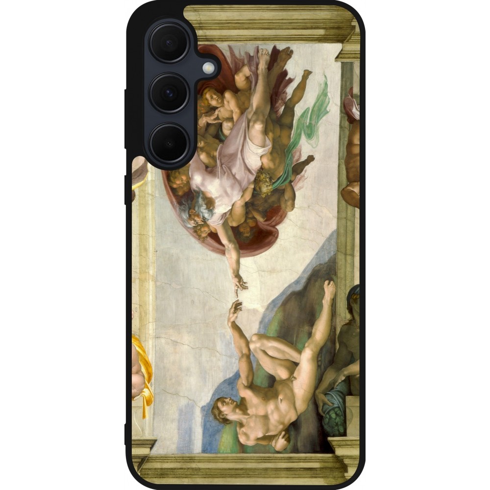 Samsung Galaxy A56 Case Hülle - Silikon schwarz Kunstbild - Die Erschaffung Adams - Michelangelo