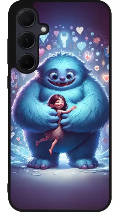 Coque Samsung Galaxy A56 - Silicone rigide noir Valentine 2024 Fluffy Love