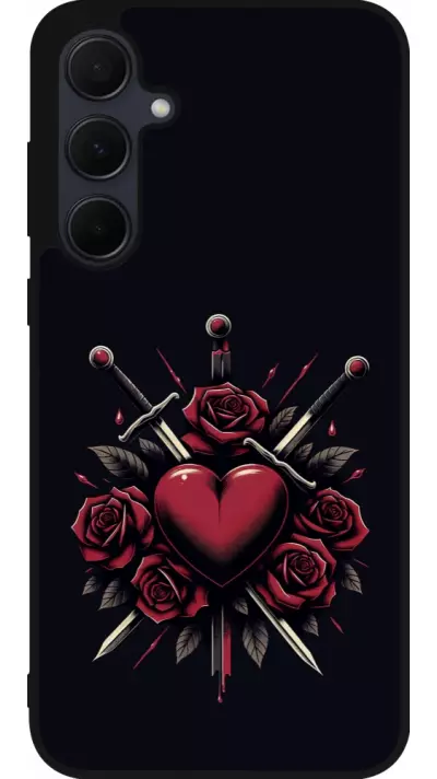 Coque Samsung Galaxy A56 - Silicone rigide noir Valentine 2024 gothic love