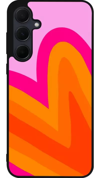 Coque Samsung Galaxy A56 - Silicone rigide noir Valentine 2024 heart gradient
