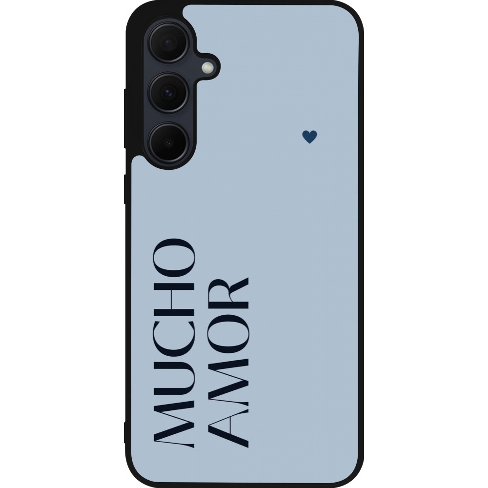 Samsung Galaxy A56 Case Hülle - Silikon schwarz Valentine 2024 mucho amor azul