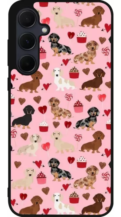Coque Samsung Galaxy A56 - Silicone rigide noir Valentine 2024 puppy love