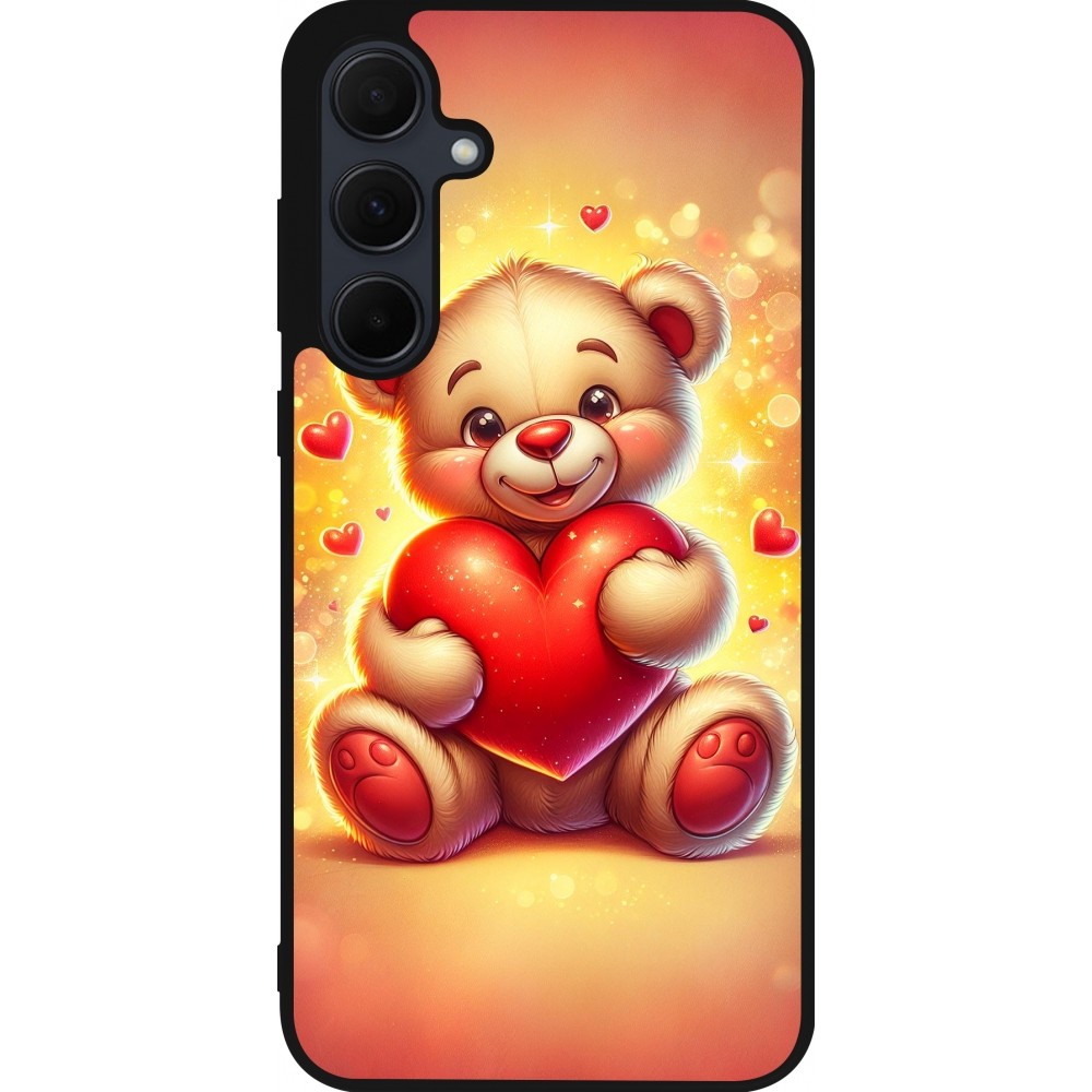Samsung Galaxy A56 Case Hülle - Silikon schwarz Valentin 2024 Teddy Liebe