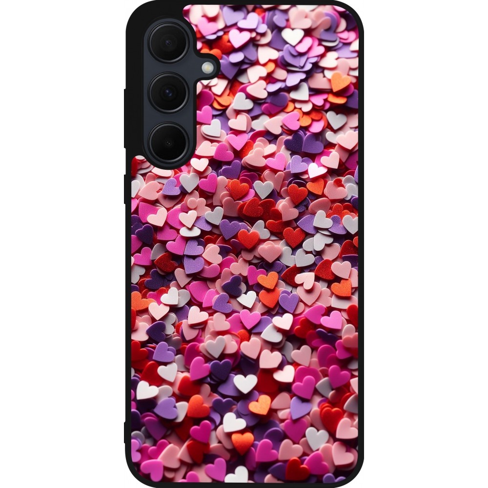 Samsung Galaxy A56 Case Hülle - Silikon schwarz Valentin 2025 Konfetti