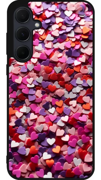 Coque Samsung Galaxy A56 - Silicone rigide noir Valentine 2025 Confetti