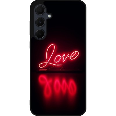 Coque Samsung Galaxy A56 - Silicone rigide noir Valentine 2025 Neon Love