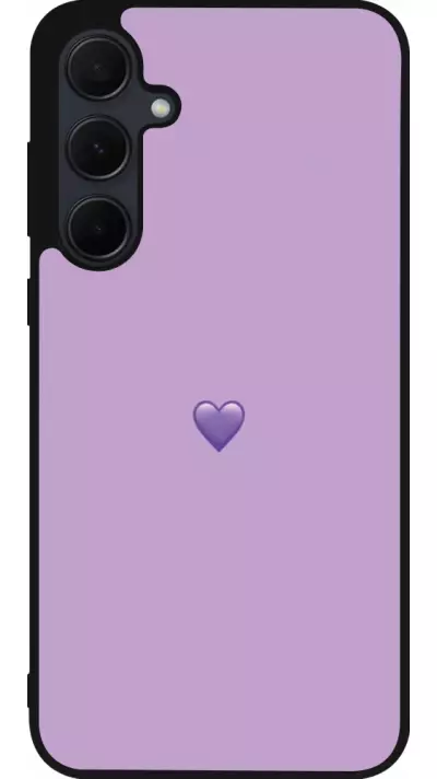 Coque Samsung Galaxy A56 - Silicone rigide noir Valentine 2023 purpule single heart