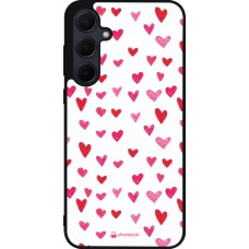 Coque Samsung Galaxy A56 - Silicone rigide noir Valentine 2022 Many pink hearts