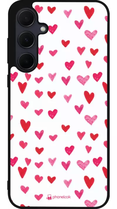 Coque Samsung Galaxy A56 - Silicone rigide noir Valentine 2022 Many pink hearts