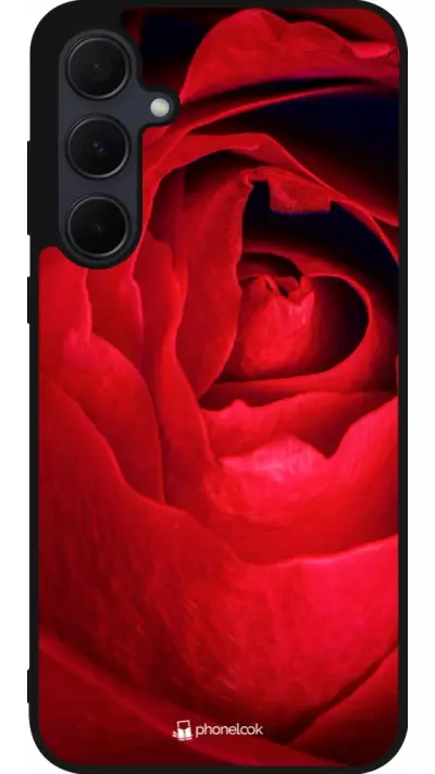 Coque Samsung Galaxy A56 - Silicone rigide noir Valentine 2022 Rose