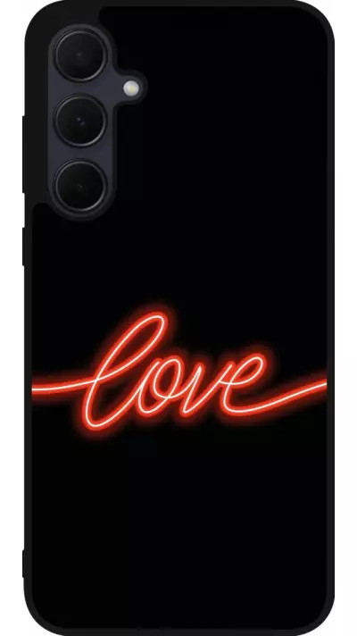 Coque Samsung Galaxy A56 - Silicone rigide noir Valentine 2023 neon love