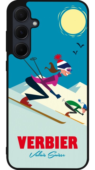 Coque Samsung Galaxy A56 - Silicone rigide noir Verbier Ski Downhill