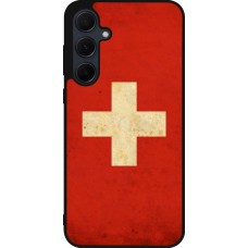 Coque Samsung Galaxy A56 - Silicone rigide noir Vintage Flag SWISS