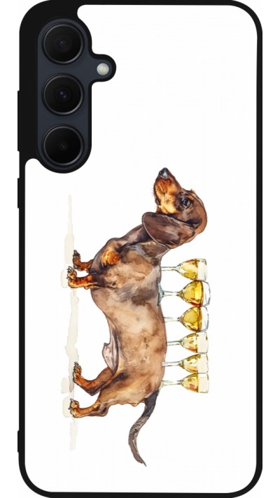 Coque Samsung Galaxy A56 - Silicone rigide noir Wine Teckel