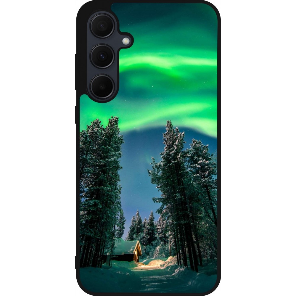 Samsung Galaxy A56 Case Hülle - Silikon schwarz Winter 22 Northern Lights