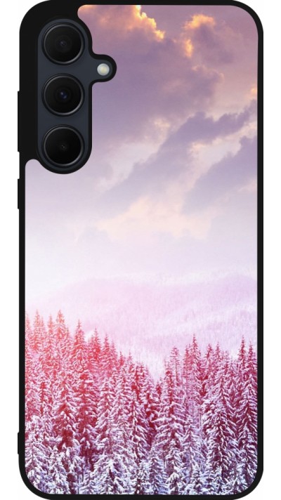 Coque Samsung Galaxy A56 - Silicone rigide noir Winter 22 Pink Forest