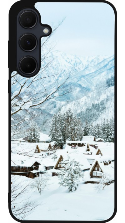 Samsung Galaxy A56 Case Hülle - Silikon schwarz Winter 25 Winter snowy landscape