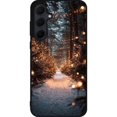 Coque Samsung Galaxy A56 - Silicone rigide noir Winter 25 Winter snowy road