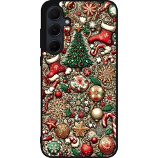 Coque Samsung Galaxy A56 - Silicone rigide noir Noël 2023 micro pattern
