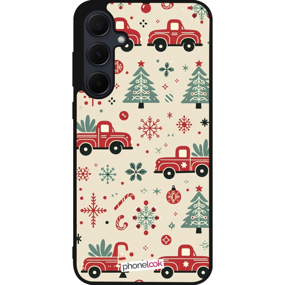 Coque Samsung Galaxy A56 - Silicone rigide noir Noël 2024 Camion Sapin