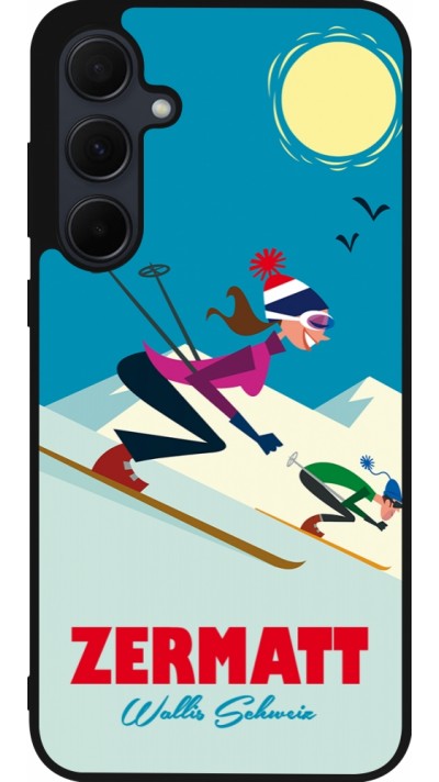 Coque Samsung Galaxy A56 - Silicone rigide noir Zermatt Ski Downhill