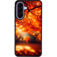 Coque Samsung Galaxy A57 5G - Silicone rigide noir Automne Magique Orange